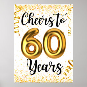 Cheers to 60 Years Elegant Gold Foil Birthday Poster