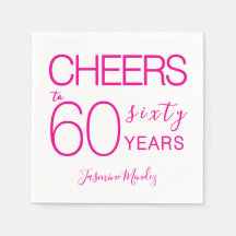 Cheers to 60 years Elegant Pink White Birthday