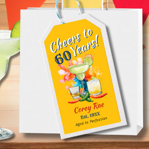 Cheers to 60 Years Fiesta 60th Birthday Gift Tags