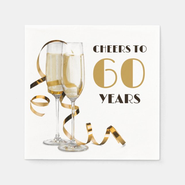 Cheers to 60 Years Milestone Birthday  Napkin (Front)