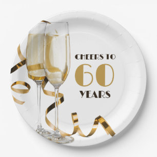 Cheers to 60 Years Milestone Birthday  Paper Plate