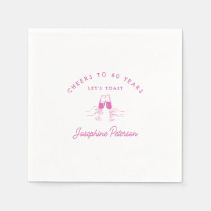 Cheers to 60 Years Pink 60th Birthday Custom Napkin