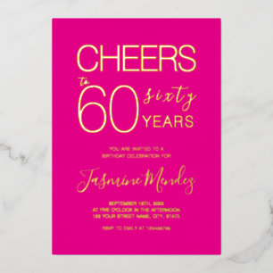 Cheers to 60 years Pink Black Gold Foil Birthday