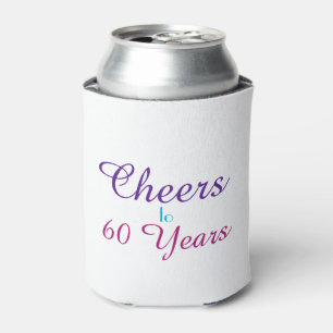 Cheers to 60 Years Pink Blue Purple Can Cooler