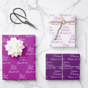 Cheers to 60 Years Pink Magenta 60th Birthday Wrapping Paper Sheet