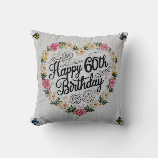 Cheers to 60 Years" Throw Pillow: Celebrate in Sty Cushion (Front)