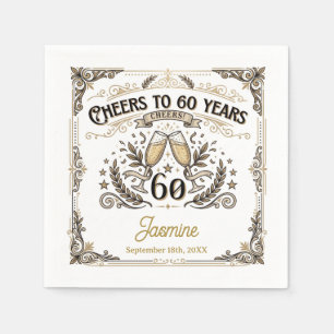 Cheers to 60 years Vintage Elegant Birthday Napkin
