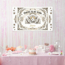 Cheers to 60 years Vintage Gold White Birthday