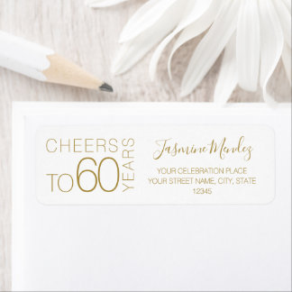 Cheers to 60 years White Gold Chic Elegant Address