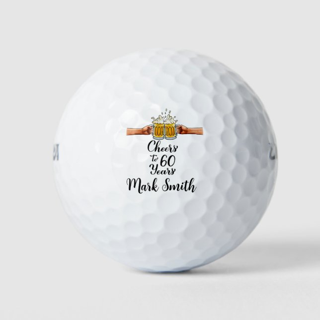 cheers to 60th Birthday golfer Golf Balls (Front)
