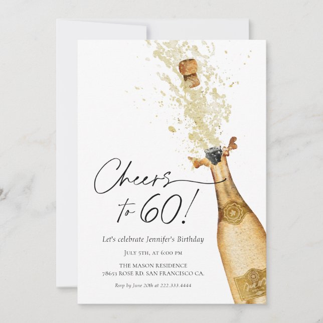 Cheers to 60th Birthday Invitation (Front)