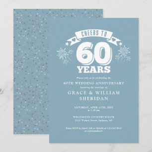 Cheers To 60th Wedding Anniversary Invitation