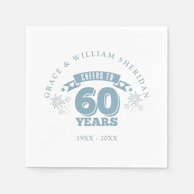 Cheers To 60th Wedding Anniversary Napkin (Front)