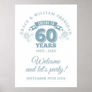Cheers To 60th Wedding Anniversary Welcome Sign