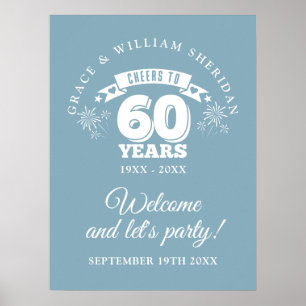 Cheers To 60th Wedding Anniversary Welcome Sign