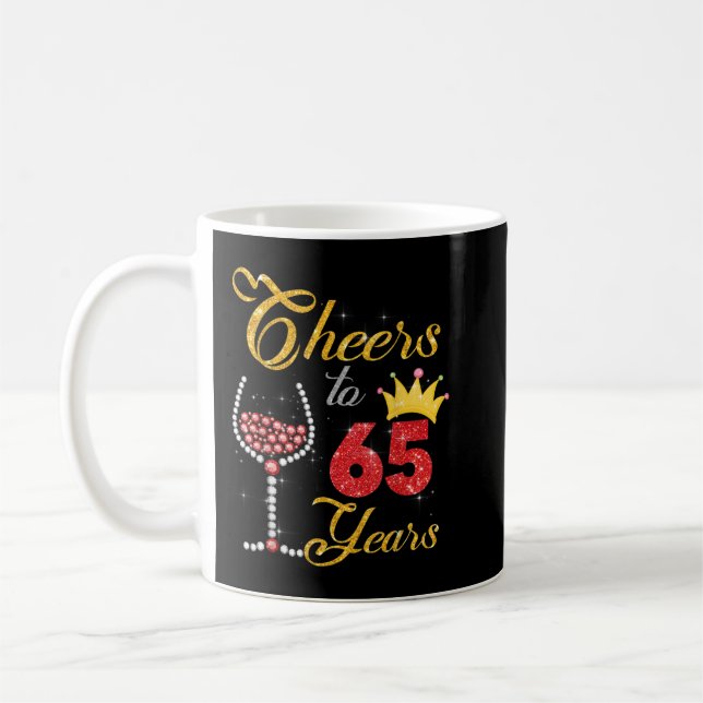 Cheers to 65 Years 1957 65th Birthday Wine Diamond Coffee Mug (Left)