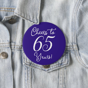 Cheers to 65 Years Purple Birthday Party 10 Cm Round Badge