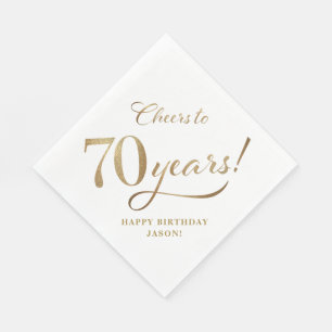 Cheers to 70 Birthday Glitter Gold Napkin