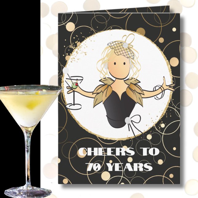 Cheers to 70 Bold Glam Woman Cartoon 70th Birthday Card (Creator Uploaded)