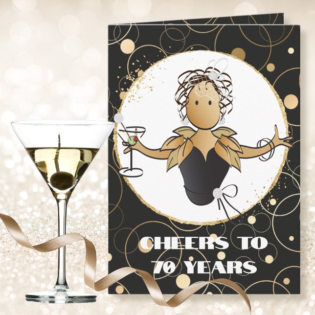 Cheers to 70 Bold Glam Woman Cartoon 70th Birthday Card (Creator Uploaded)