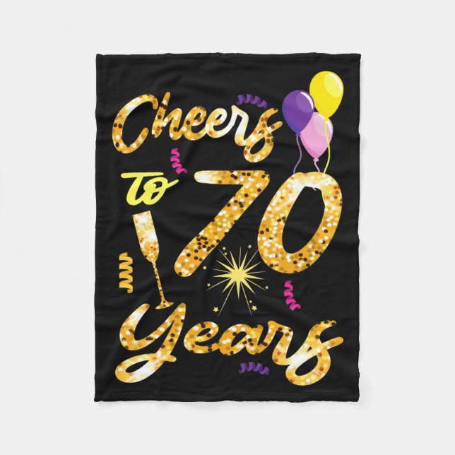 Cheers To 70 Years 1951 70th Birthday Gift  Fleece Blanket (Front)