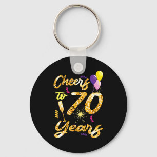 Cheers To 70 Years 1951 70th Birthday Gift Key Ring
