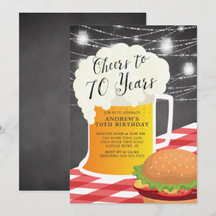 Cheers to 70 Years 70TH Birthday Invitation