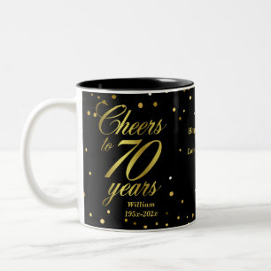 Cheers to 70 Years 70th Birthday Two-Tone Coffee Mug