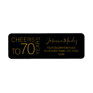 Cheers to 70 years Black Gold Elegant Address