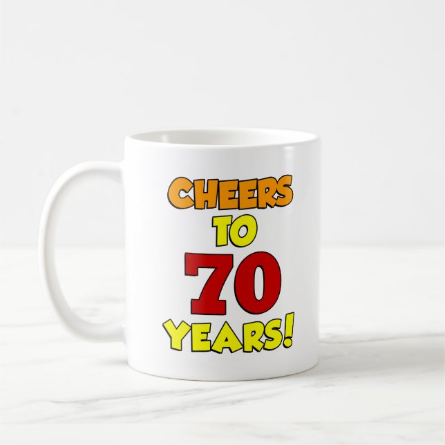 Cheers To 70 Years Colourful Mug (Left)
