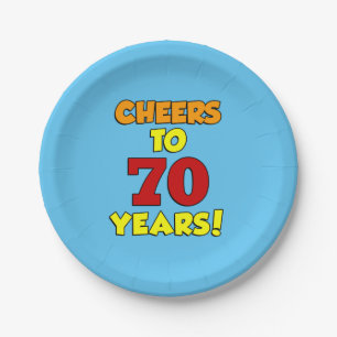 Cheers To 70 Years Colourful Party Paper Plate