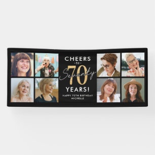 Cheers to 70 Years Gold Photo Birthday Banner