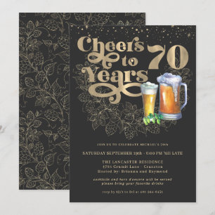 Cheers to 70 Years   Milestone Birthday Party Invitation