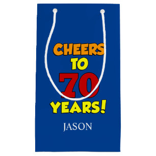 Cheers To 70 Years Personalised 70th Birthday Small Gift Bag