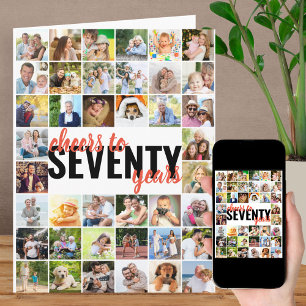 Cheers to 70 Years Photo Collage 70th Birthday Card