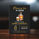 Cheers to 70 Years Whiskey Cigar Bourbon Birthday Invitation<br><div class="desc">Raise a glass and toast to four decades of excellence with our "Cheers to 70 Years" Whiskey Bourbon Birthday Party Invitation! This design captures the sophistication of aged whiskey, featuring elegant typography and bourbon-inspired details. Join us for a night of fine spirits, delicious bites, and unforgettable memories as we celebrate...</div>