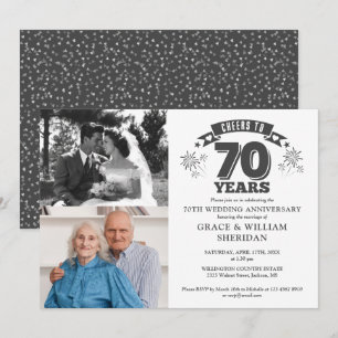 Cheers To 70th Wedding Anniversary 2 Photo Invitation