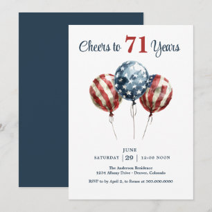 Cheers to 71 Years Birthday Party Invitation