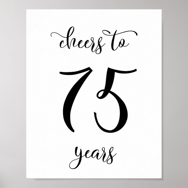 Cheers to 75 years birthday sign (Front)