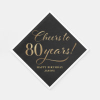 Cheers to 80 Birthday Glitter Black and Gold