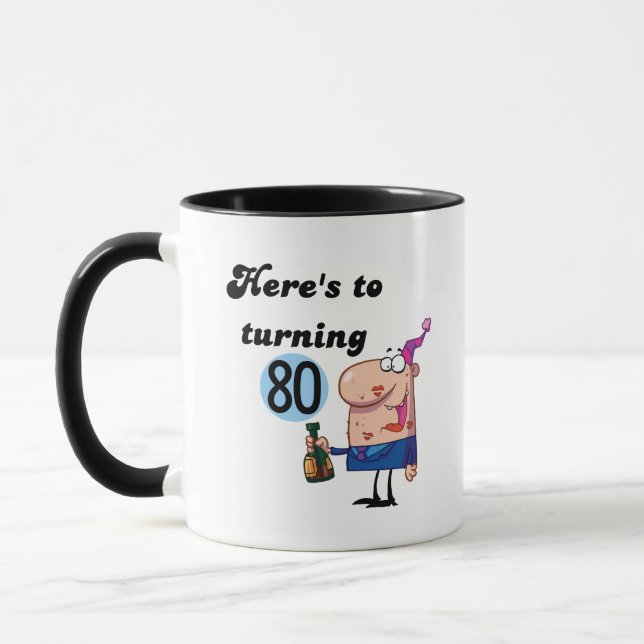 Cheers to 80 Birthday Tshirts and Gifts Mug (Left)