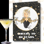 Cheers to 80 Bold Glamourous Cartoon 80th Birthday Card<br><div class="desc">Is someone special turning 80 that is very dear to you?  Grandma,  mum,  friend???? Send this fun and bold card to make her day!  Customise your message and her name</div>