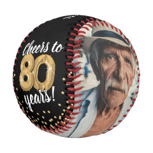 Cheers to 80 Years - 80th birthday Photo Baseball