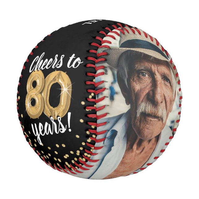 Cheers to 80 Years - 80th birthday Photo Baseball (Angled)