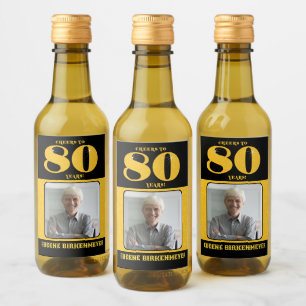 Cheers to 80 Years 80th Birthday Photo  Wine Label