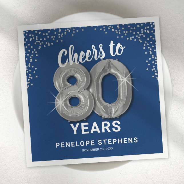 Cheers to 80 Years Adult Birthday Napkins (Creator Uploaded)