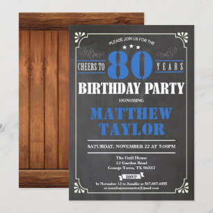 Cheers to 80 years birthday invitation. Retro Invitation