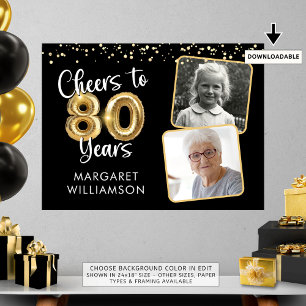 Cheers to 80 Years Birthday Photo Welcome Sign