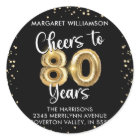 Cheers to 80 Years Birthday Return Address
