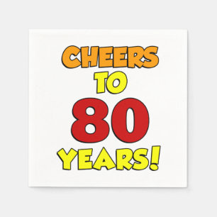 Cheers To 80 Years Colourful Party Napkins